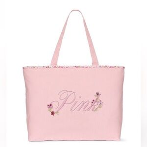 NWT VS Pink Embroidered Tote Bag with zipper